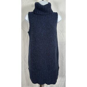 Cynthia Rowley Women’s Sleeveless Turtleneck Tunic Sweater Size M Blue Knit Top
